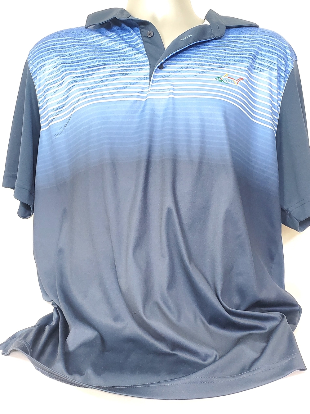 Greg Norman Collection Navy and Light Blue Gradient Polo